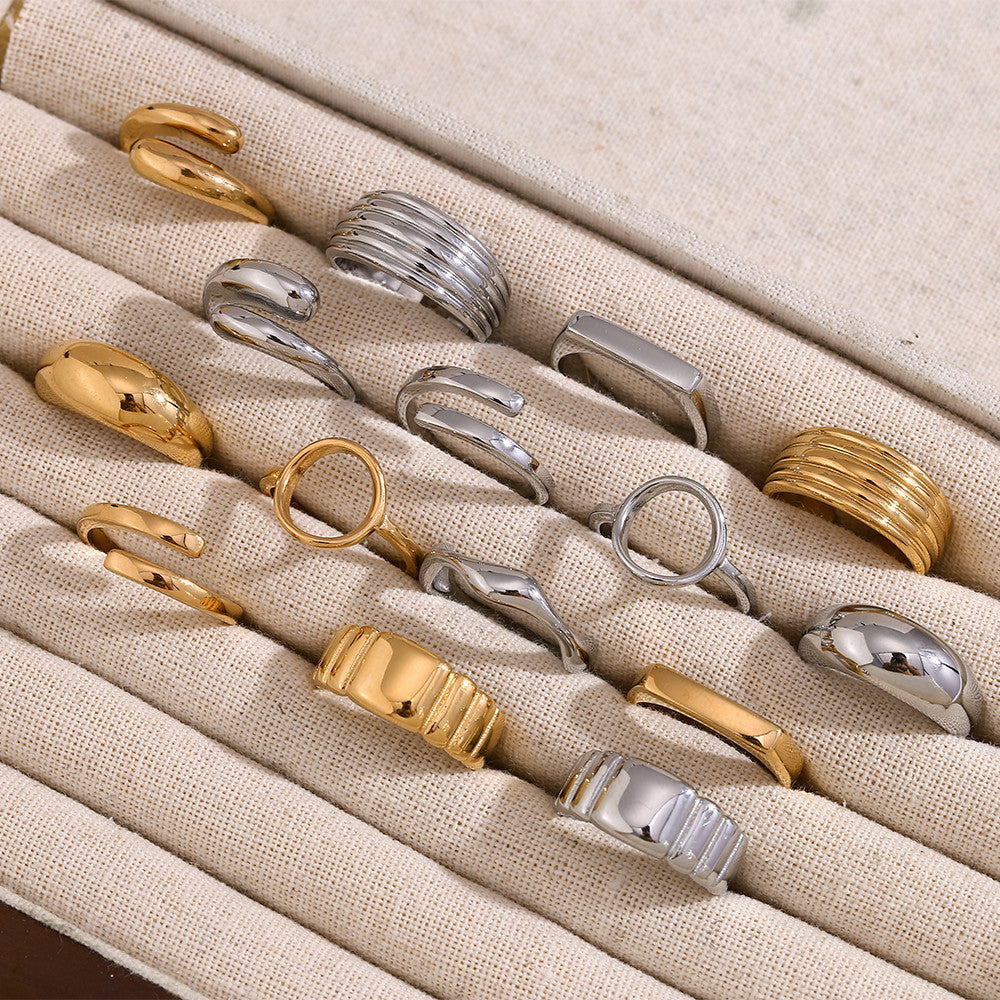 Women's 18k Gold Waterproof Stainless Steel Opening Cocktail Ring