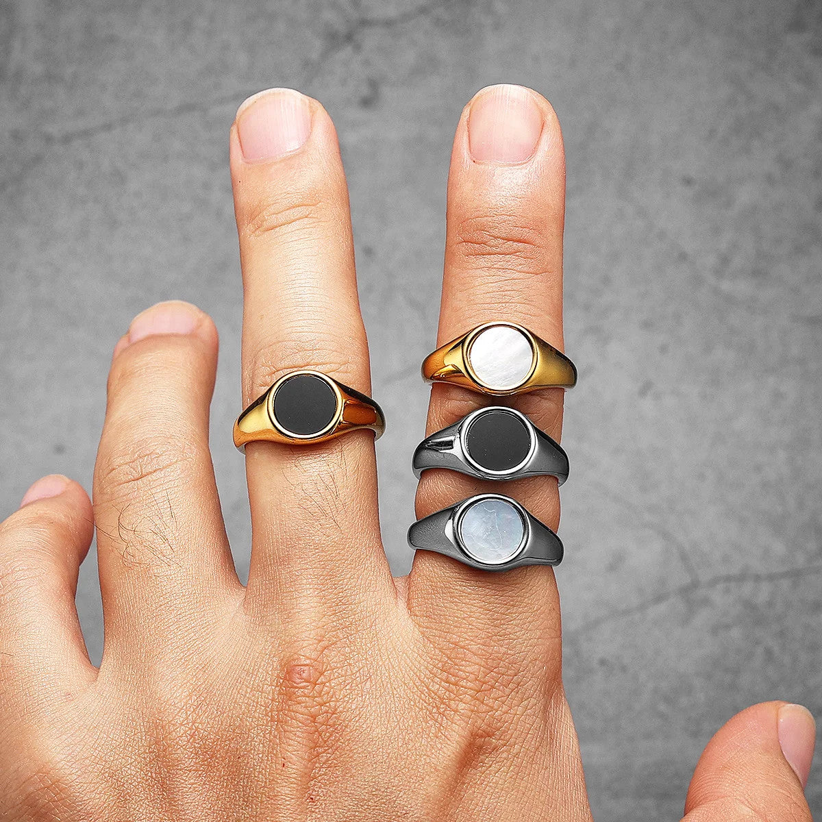 Luxury | 14k Gold Over No Fade Solid Stainless Steel Pearl Gemstone Rings