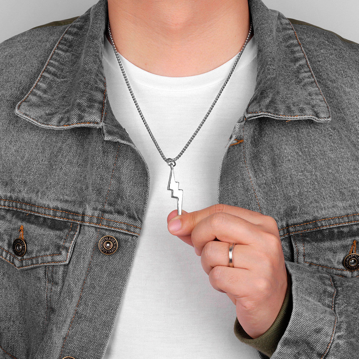 Lightning | 316L No Fade Stainless Steel Thunder Bolt Streetwear Hip Hop Pendant Chain