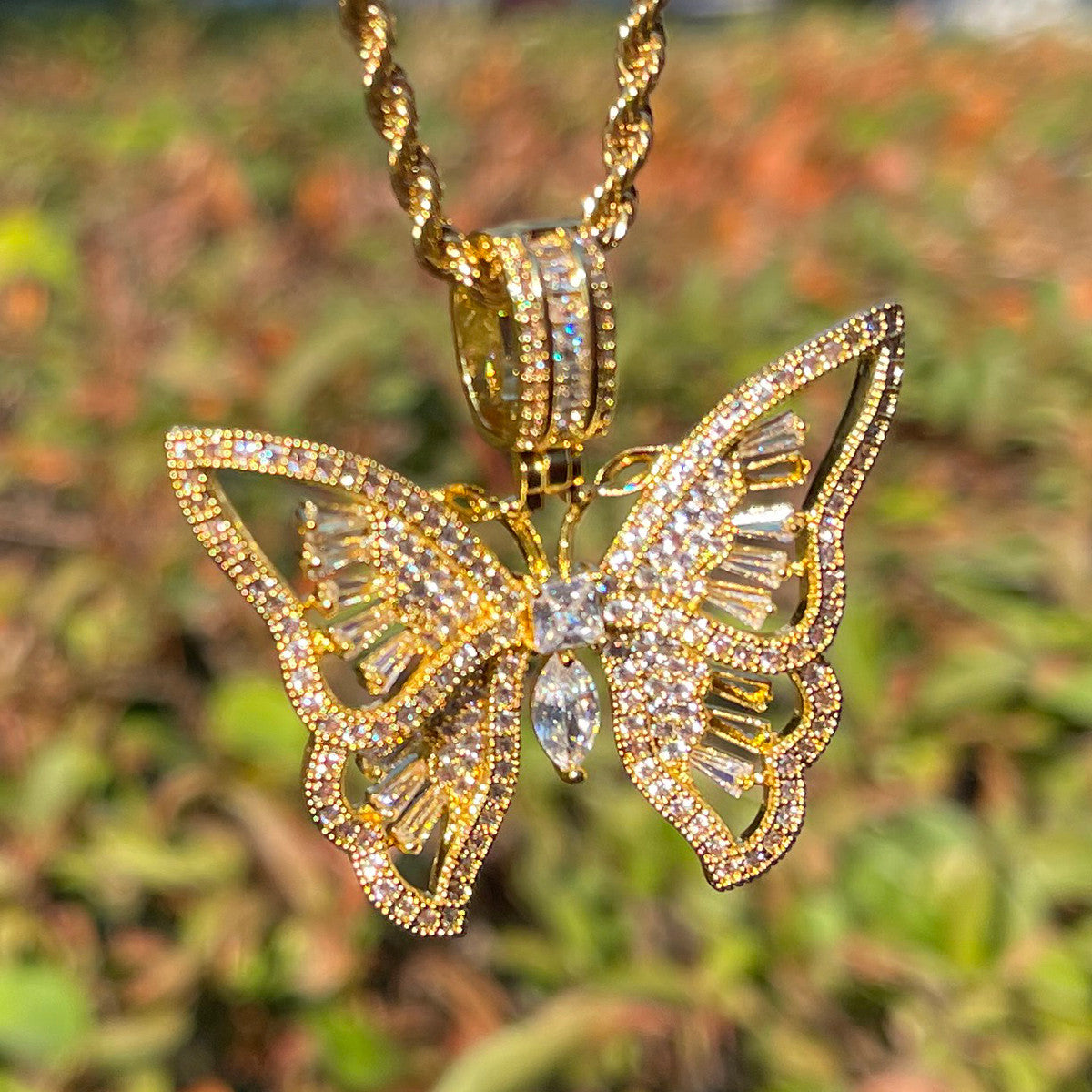 Enchanted Wings | Prong Set Center Stone Beautiful Butterfly Pendant Necklace