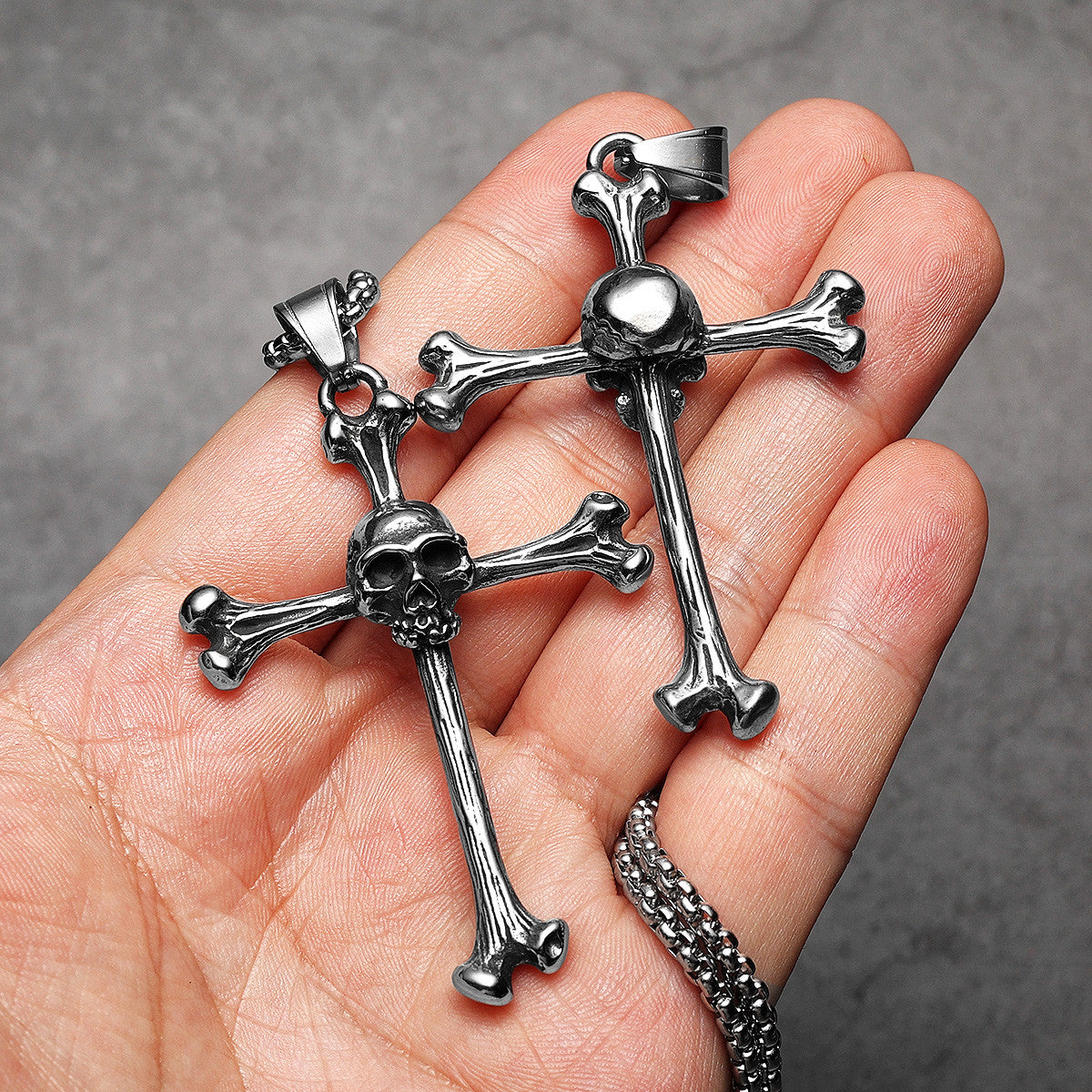 Skull and Bones | 316L Stainless Steel Symbolic Street Style Cross Pendant