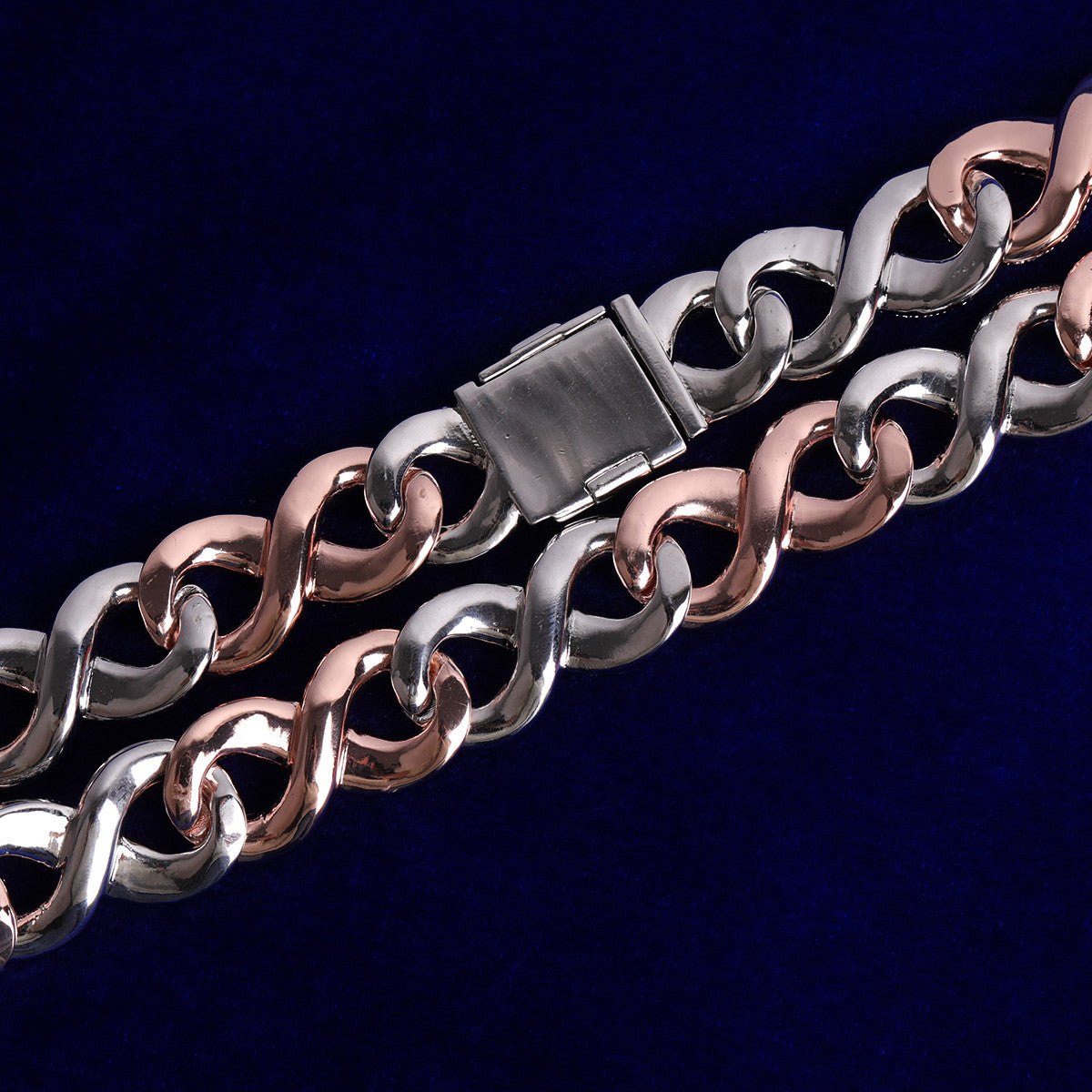 Mens Flooded Ice Two Tone Silver Rose Gold Infinity Hip Hop Chain Necklace