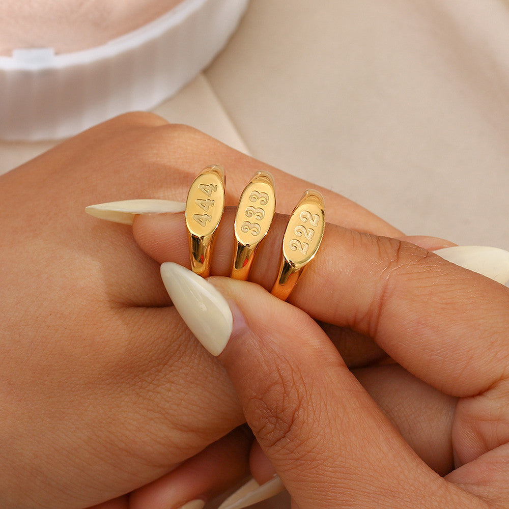 Angel Numbers | Women's 18K Gold Over Stainless Steel Lucky Number No Fade No Tarnish Rings