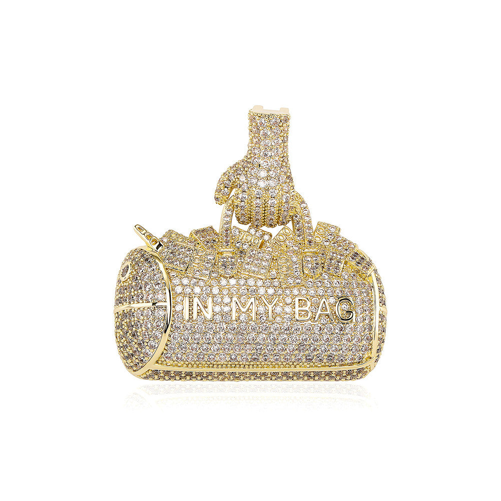 In My Bag | VVS Diamond CZ Money Bag 14k Gold 925 Silver Hip Hop Pendant Chain
