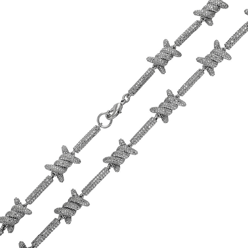 Frozen Wire | VVS Diamond CZ Barbed Wire Iced Blinged Out Chain Bracelets :Color Retention Waterproof