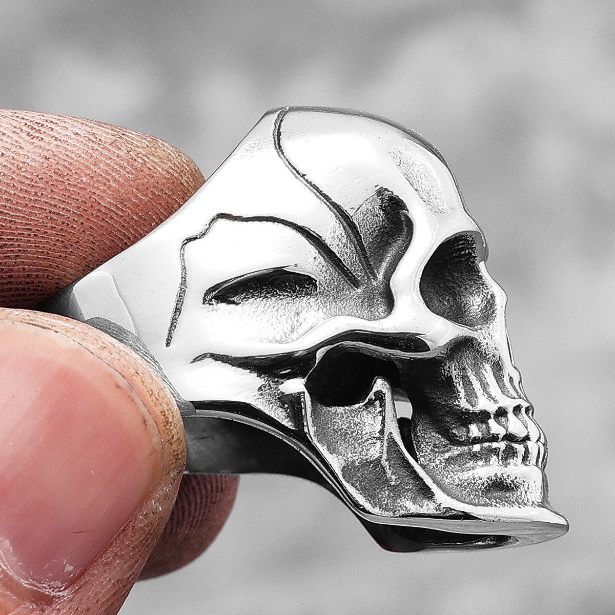 Mens 316L Stainless Steel Dominant Man Skull Street Wear Rings