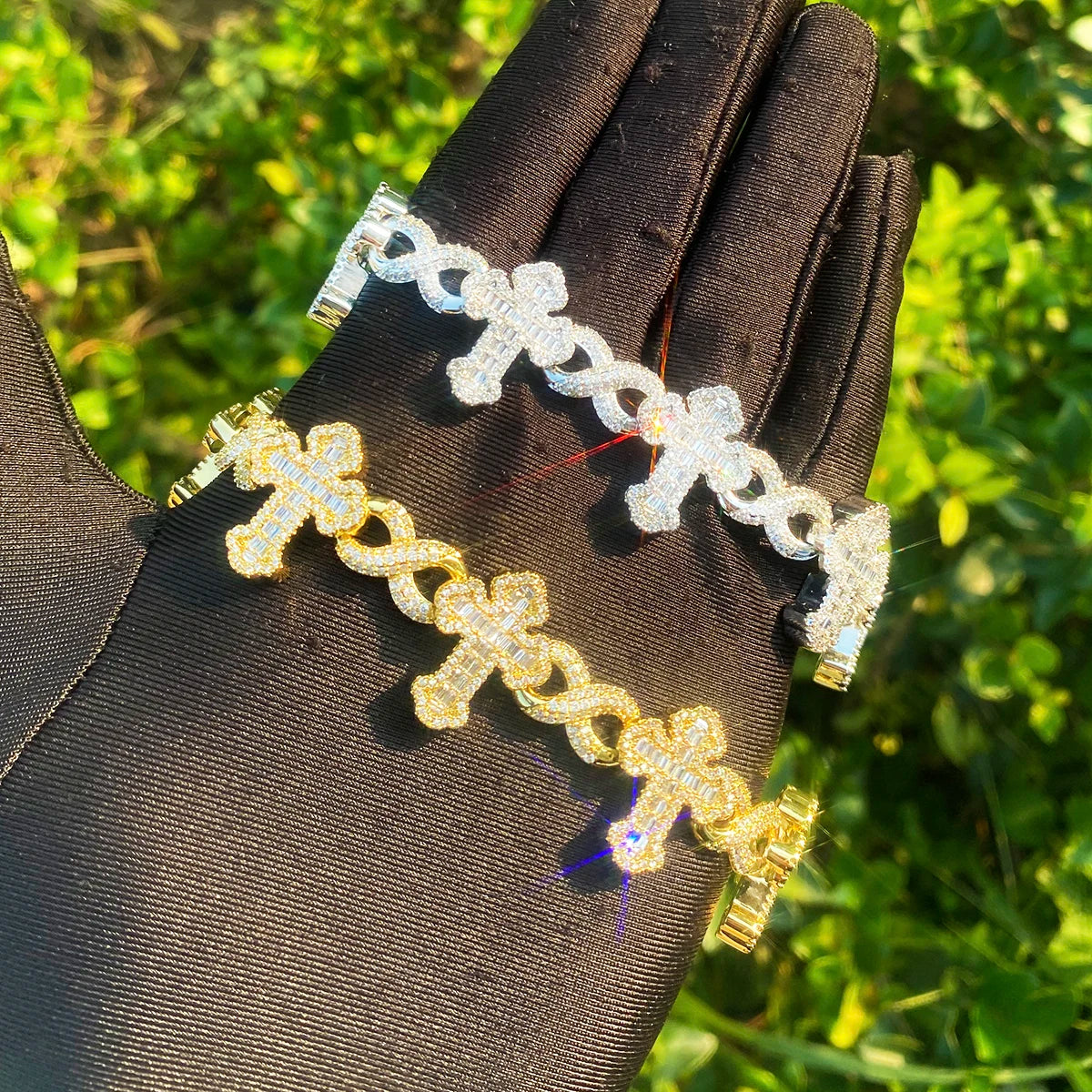 Infinity Passion II | VVS Diamond CZ 5AA+ Baguette Stone Cross Chain Bracelet