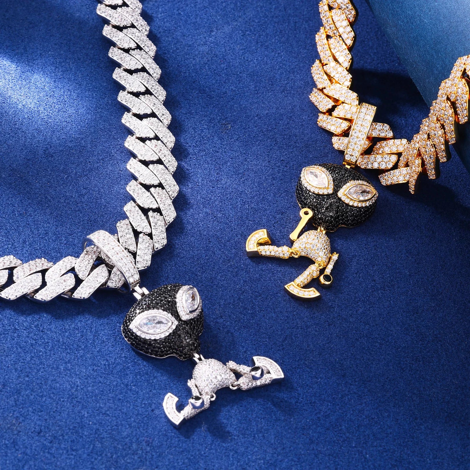 I Am A Martian | VVS Diamond CZ Alien Iced Bling Out Moissanite Solid 925 Silver Pendant