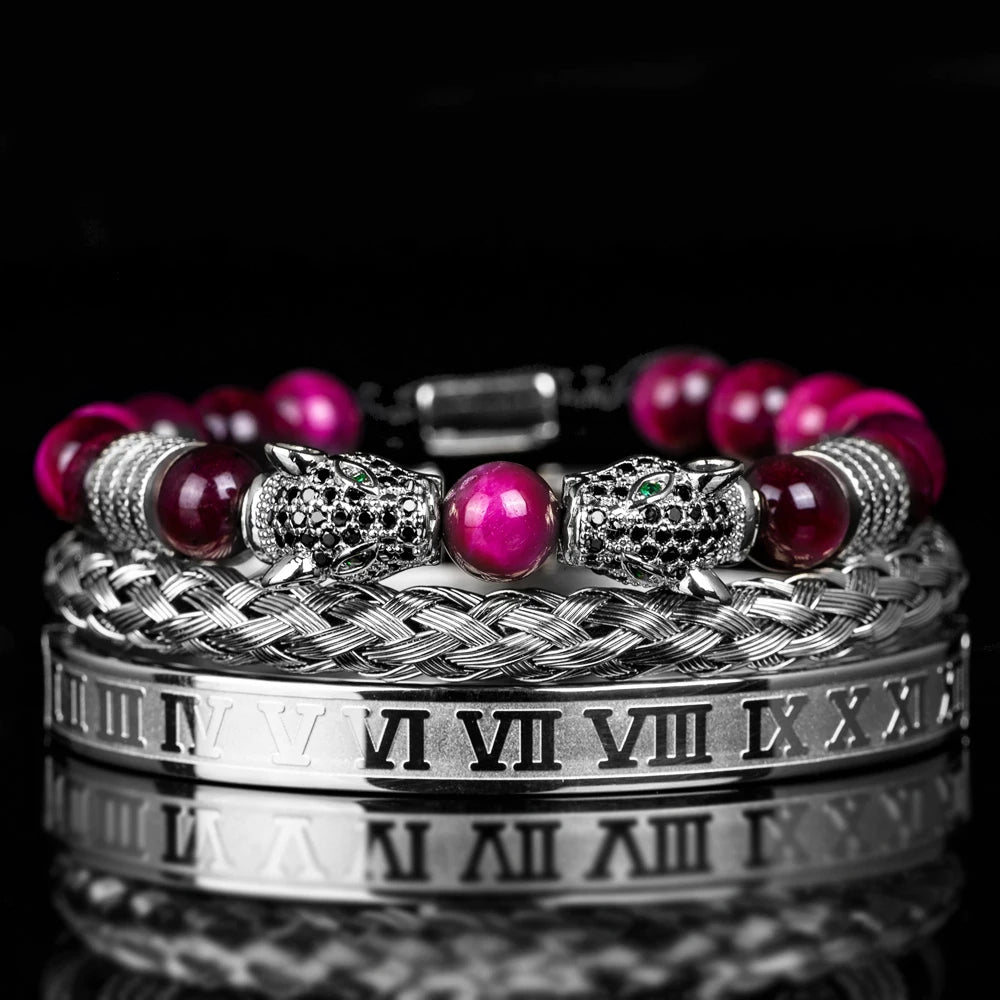 Double Leopard | Natural Stone VVS Diamond CZ Sigma Male Hip Hop Bracelets