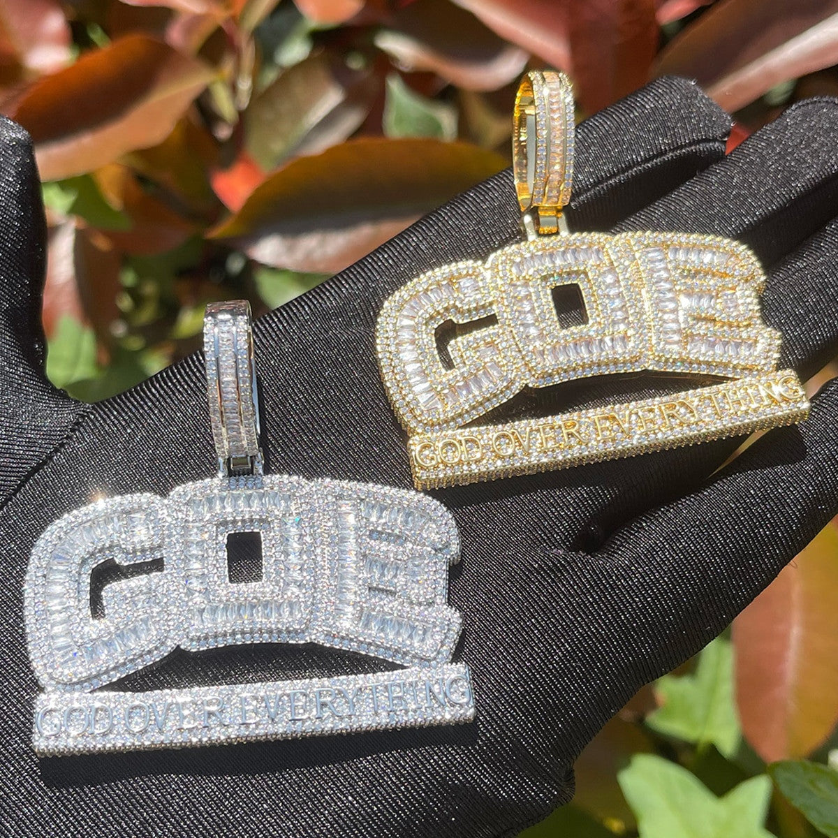 God Over Everything | Iced Baguette Blinged Out VVS Diamond CZ Pendant