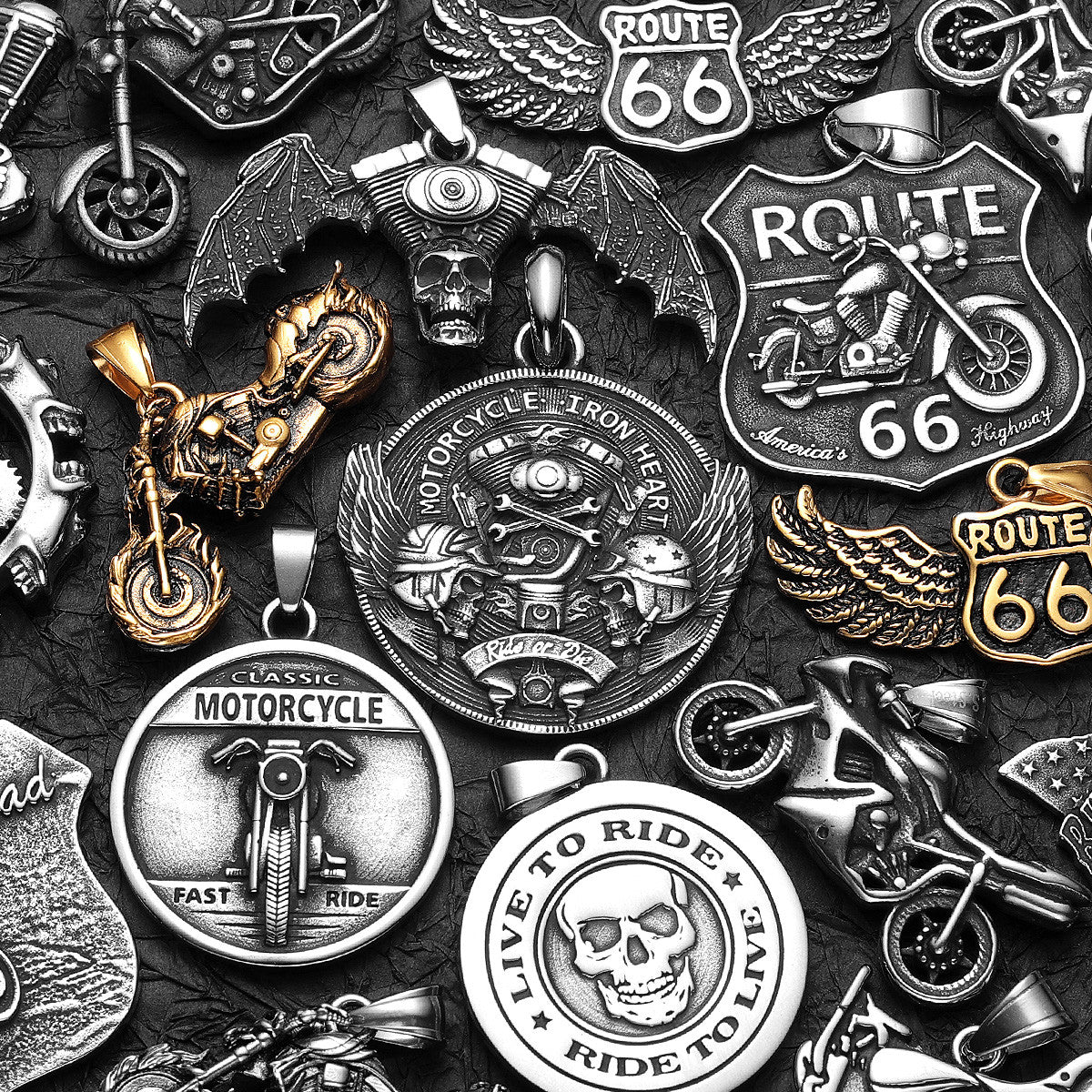 Biker Style Series | 316L Stainless Steel Motorcycle Series Pendant Chain Necklaces