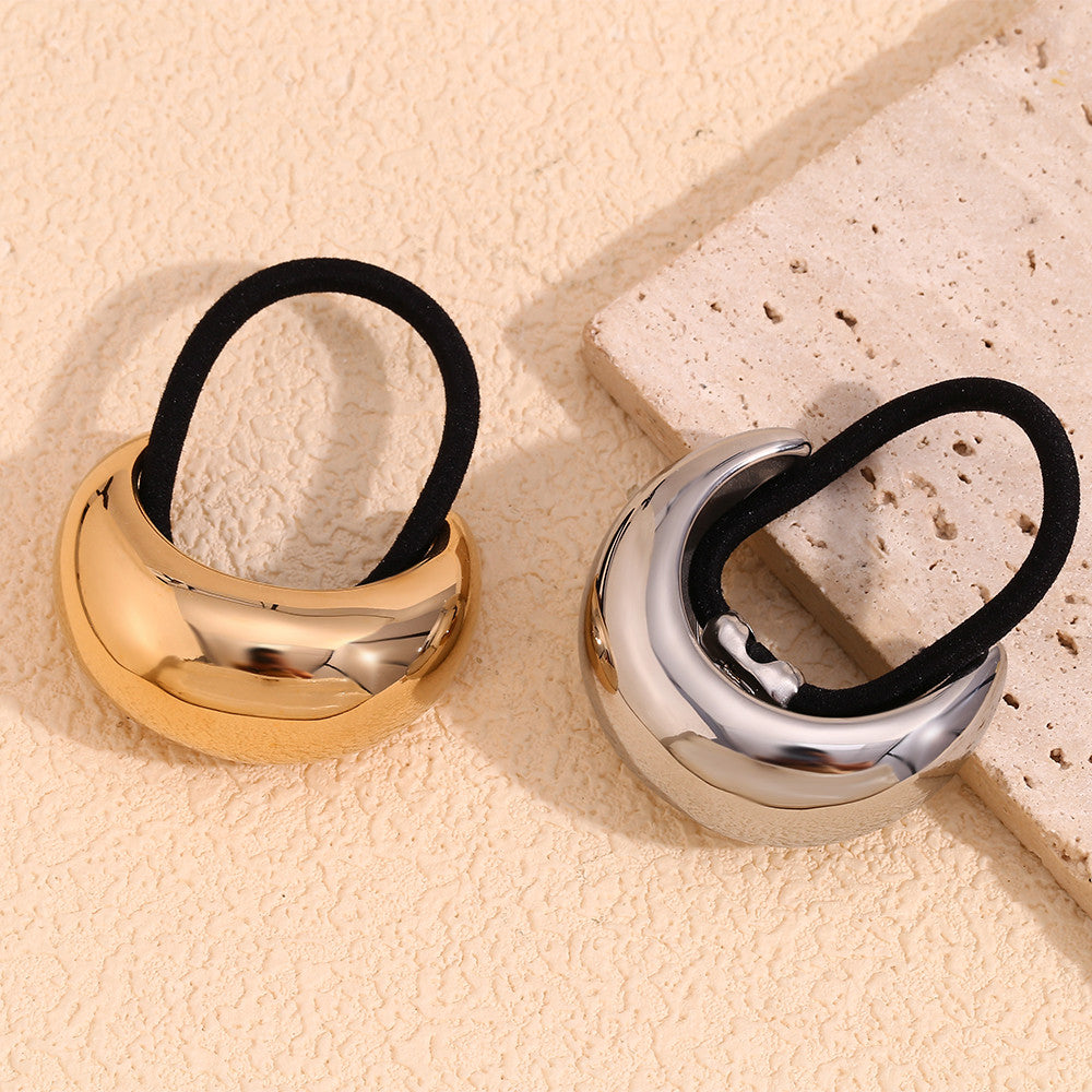 Ladies Large 18k Gold Glossy Moon Shape Stainless Steel Hair Band Charm