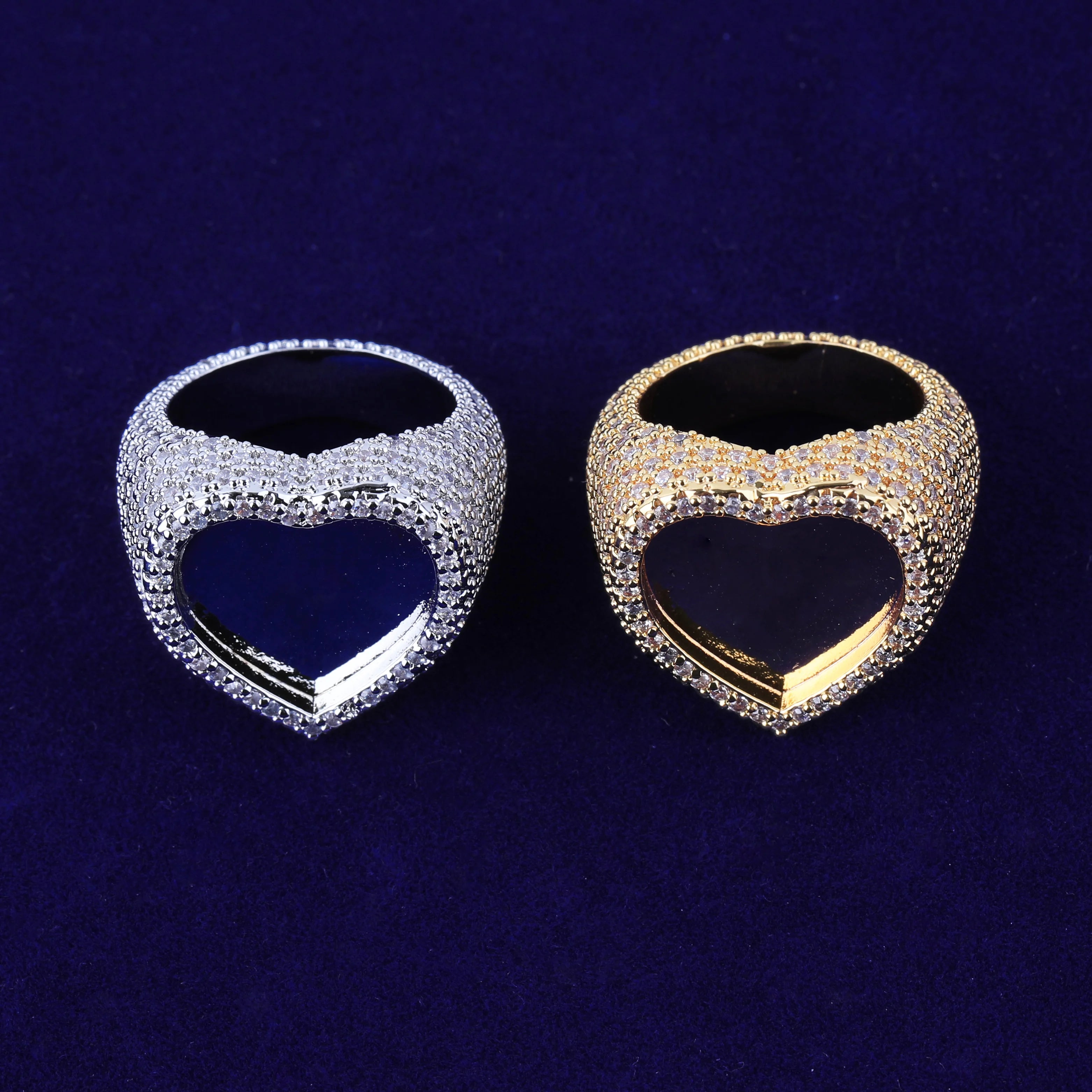 Heart Beat | 925 Silver 24k Rose Gold Heart Shaped Photo Picture Custom Rings