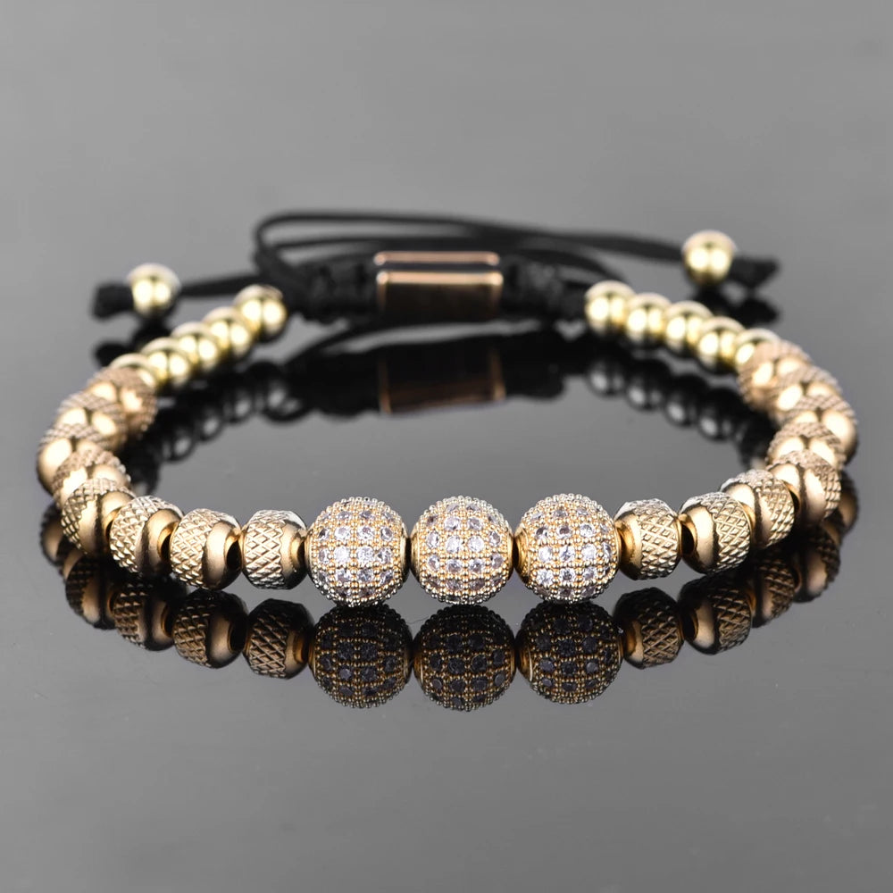 Iced Balls | Luxury VVS CZ Diamond Pave Setting Blue Iced Stainless Steel Bracelets