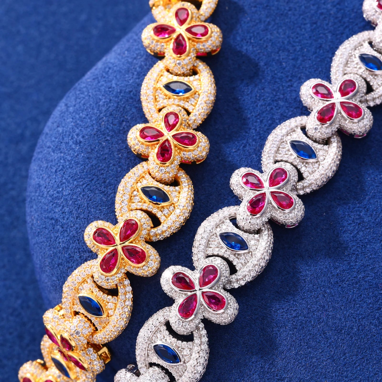 Good Triumphs Evil | Moissanite Diamond 925 Silver Iced Blinged Out Clover Link Bracelet