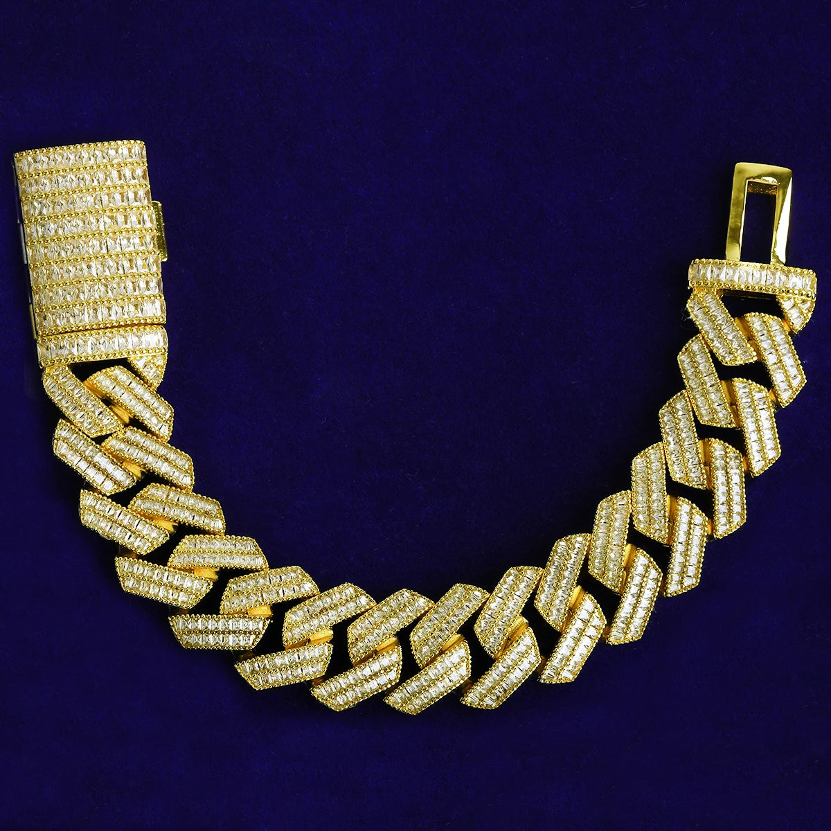 The 20MM Baguette |5AA+ VVS Diamond CZ 24k 925 Silver Hip Hop Bracelet