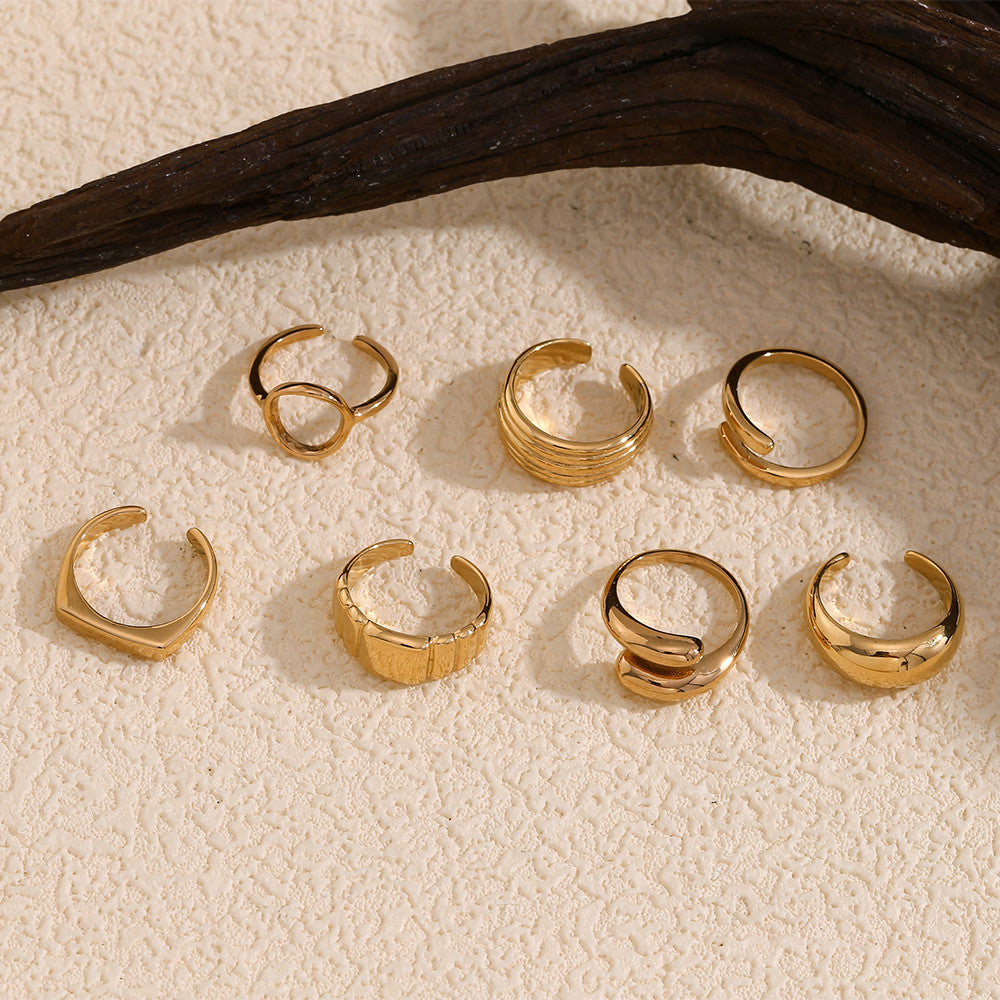 Women's 18k Gold Waterproof Stainless Steel Opening Cocktail Ring