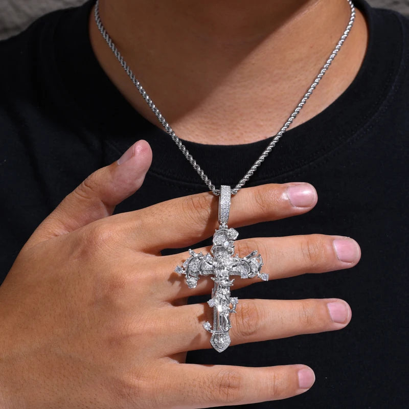 Thorns of Salvation | Original Design Iced  Blinged Out 925 Moissanite Diamond Cross