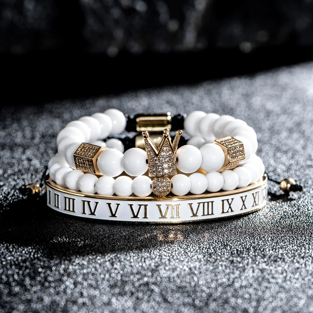 The Untouchable | VVS Diamond CZ Crown Luxury 3 Piece Hip Hop Bracelet Set