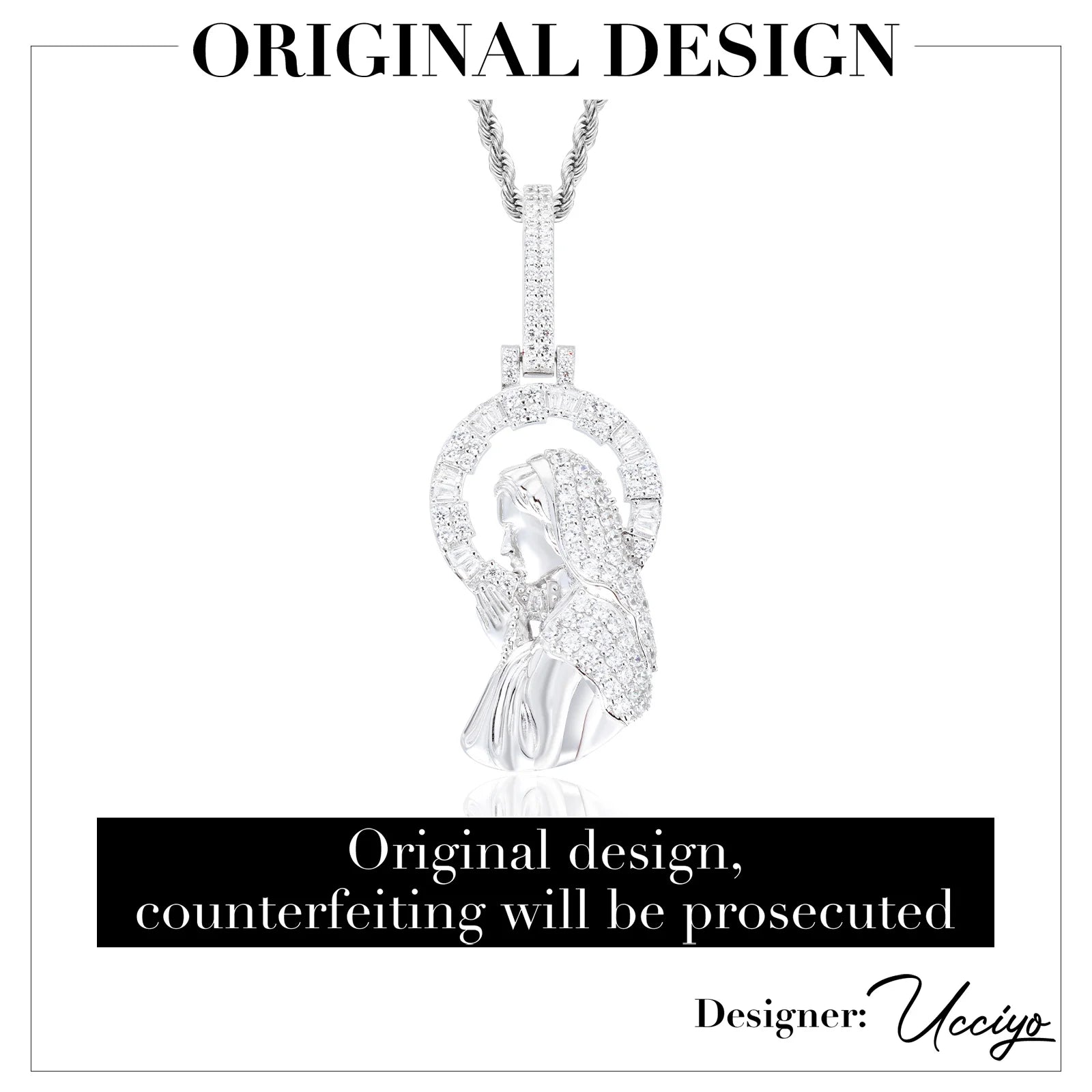 Mary | 925 Sterling Silver Moissanite Diamond Praying Virgin Mary Pendant Necklace
