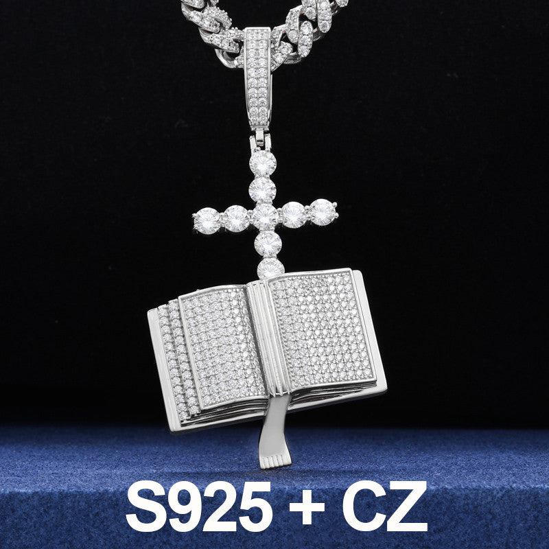 Divine Blessings  | S925 Solid Iced Blinged Out Moissanite Cross Bible Prayer Pendant