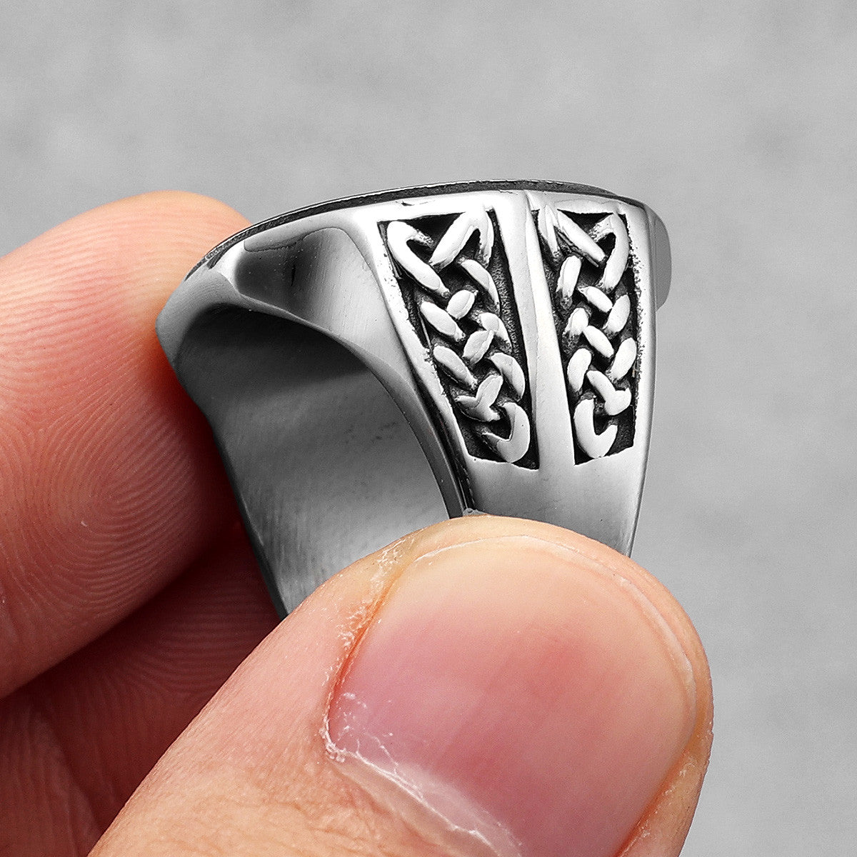 Celtic Knot | No Fade Solid Stainless Steel Biker Cross Red Stone Rings