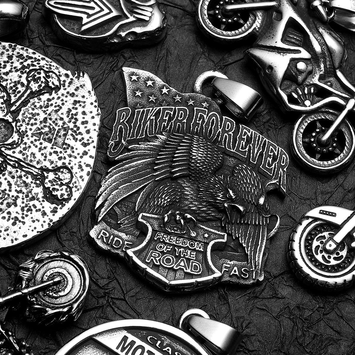Biker Style Series | 316L Stainless Steel Motorcycle Series Pendant Chain Necklaces
