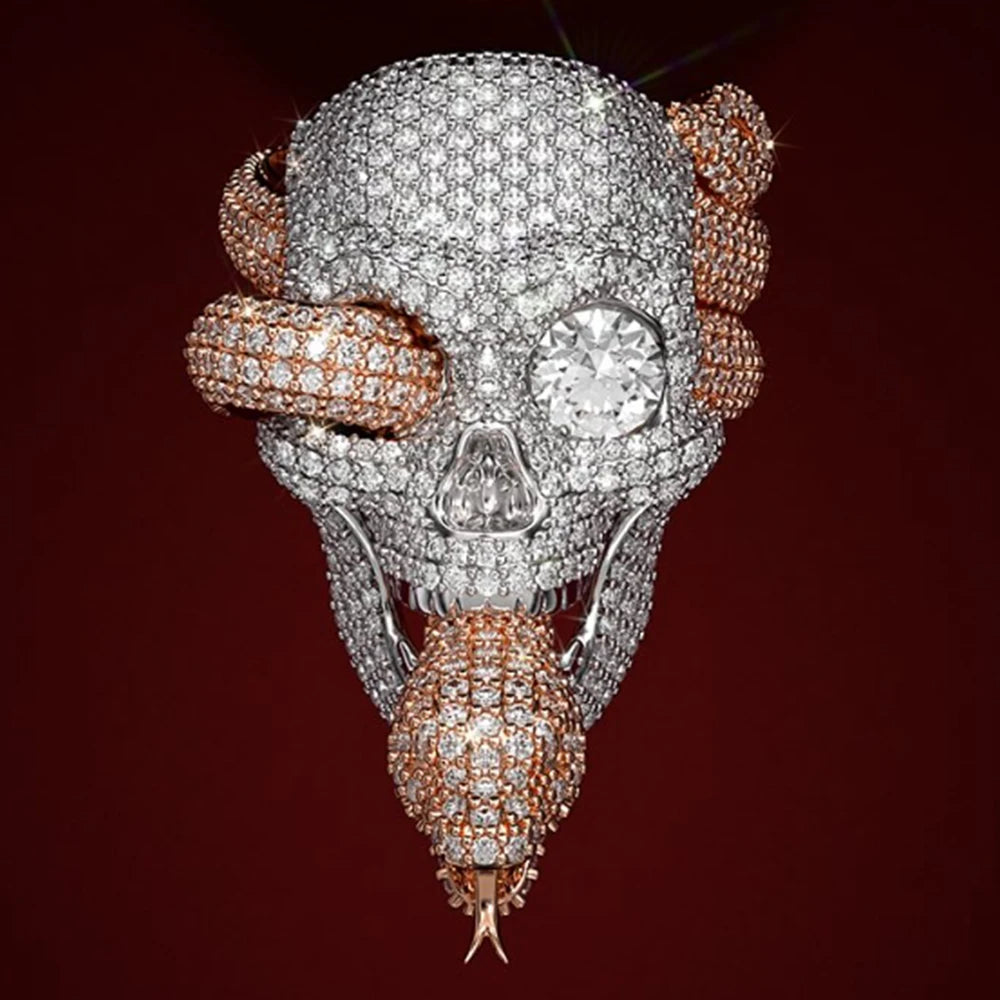 Snake Eye | Moissanite Diamond Customized Skull Snake Luxury 925 Silver Hip Hop Ring