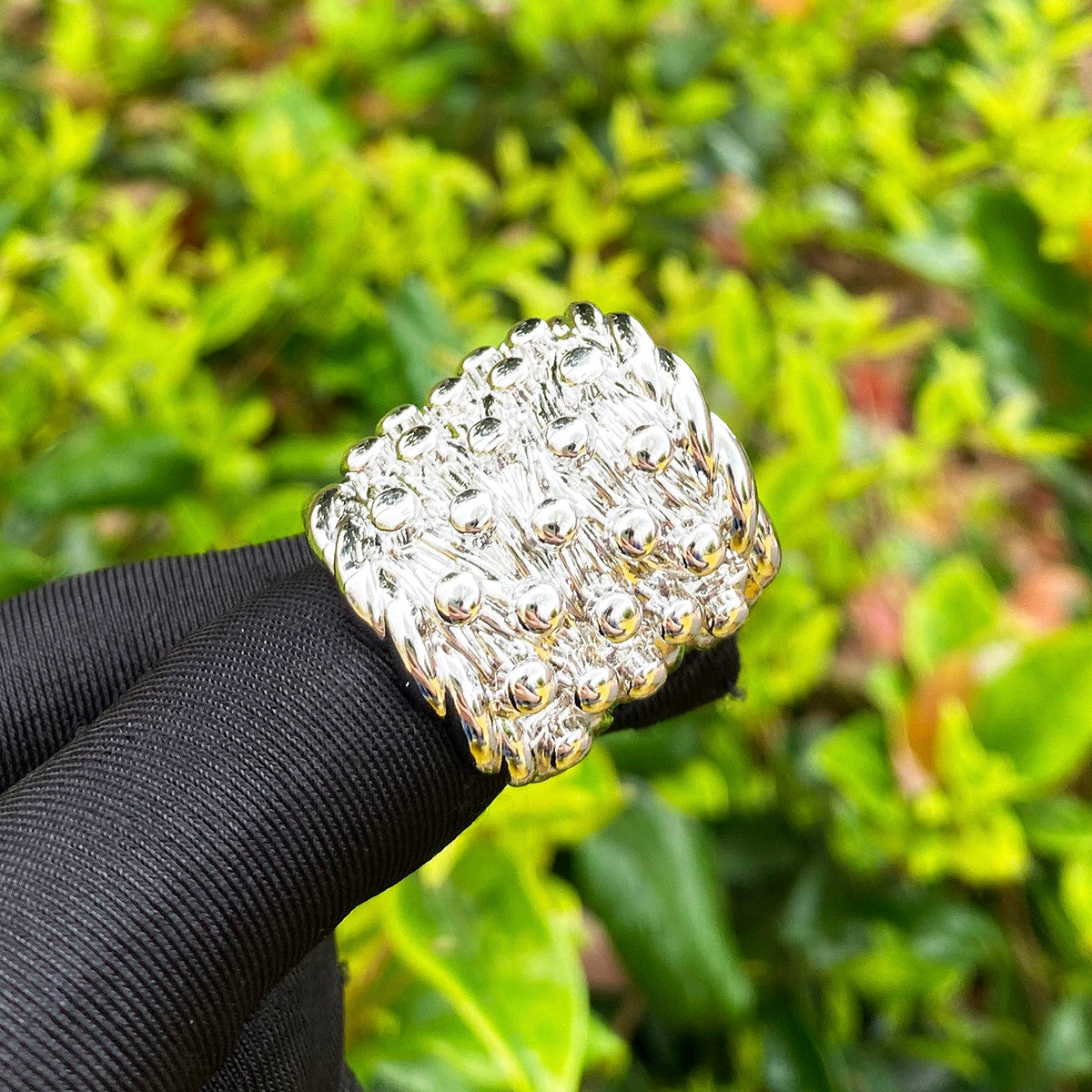 The Nugget | 24k 925 Silver Rose Gold Rope Weave Nugget Hip Hop Rings