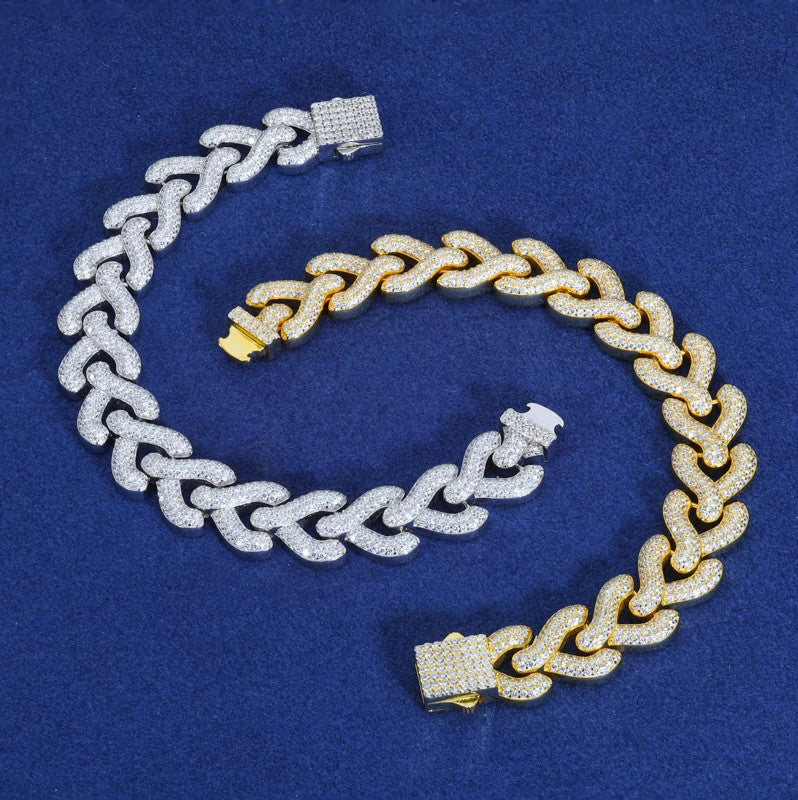 Wishbone | Moissanite Diamond Solid Sterling Silver Iced Bling Out Hip Hop Bracelet