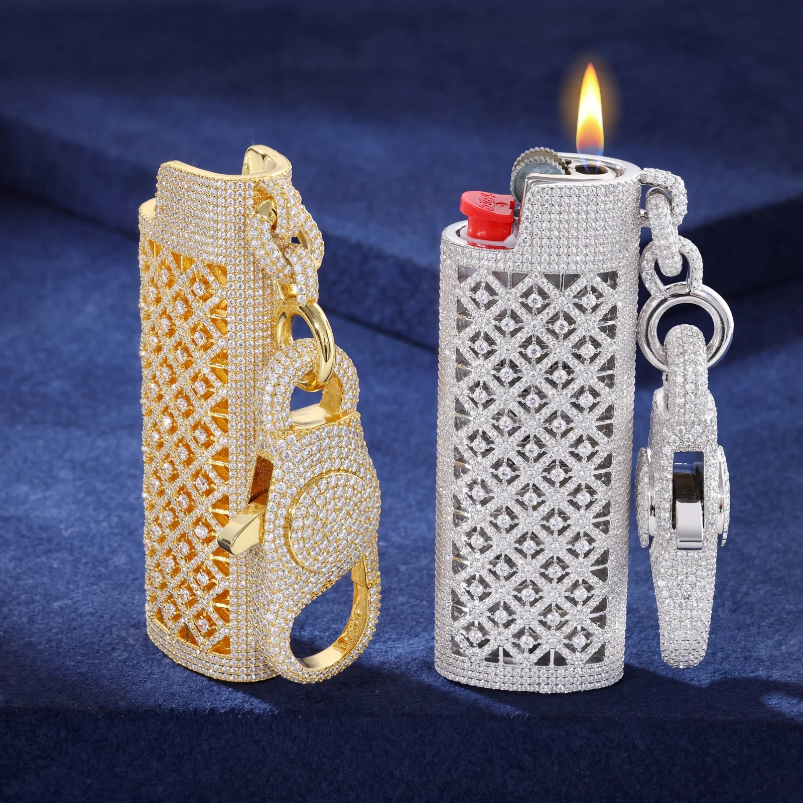 Hot Ice | Iced Blinged Out Lighter Cover VVS1 Moissanite Diamond 925 Silver Wallet Chain