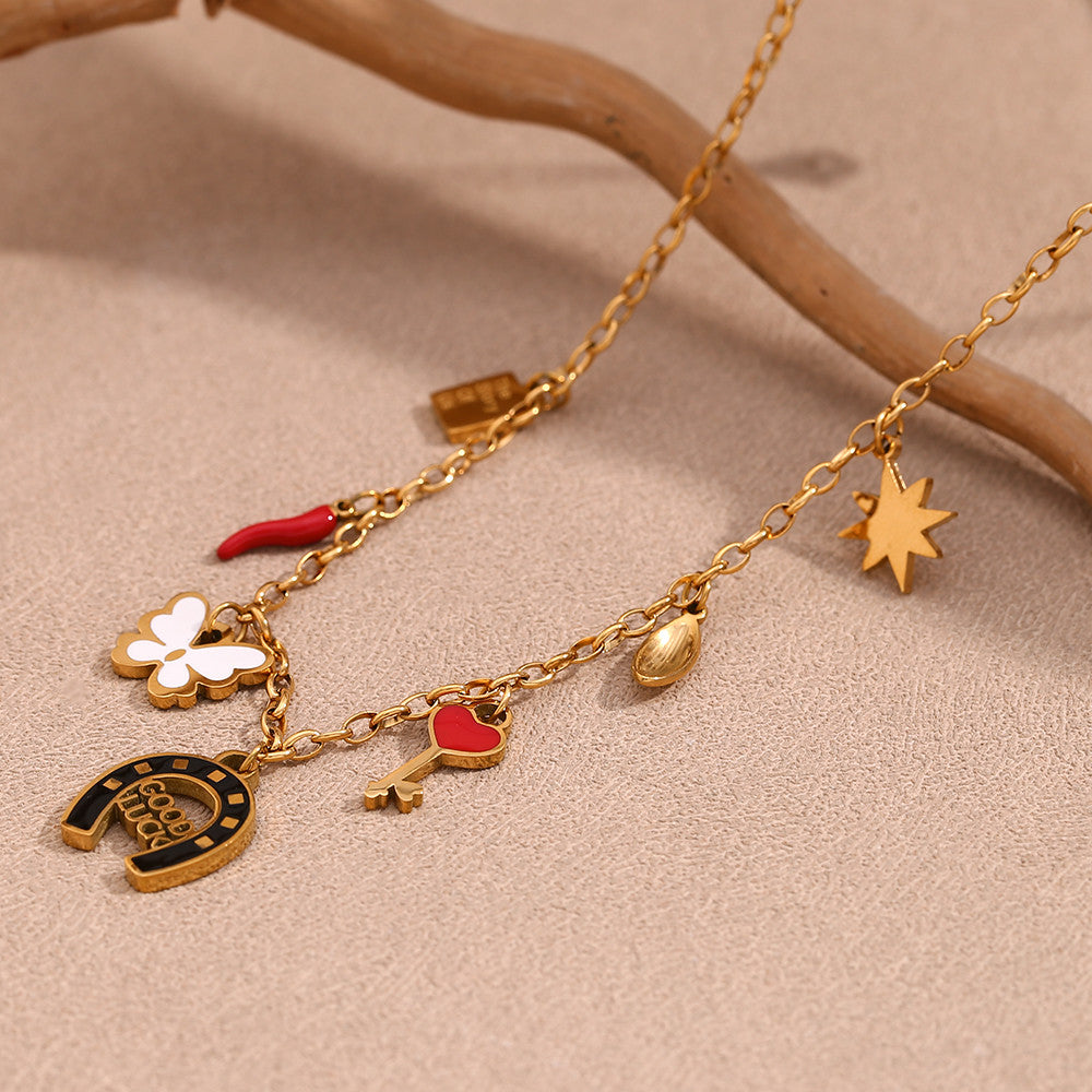 18k Gold Silver Waterproof European and American Hip-Hop Style Pendant Necklace