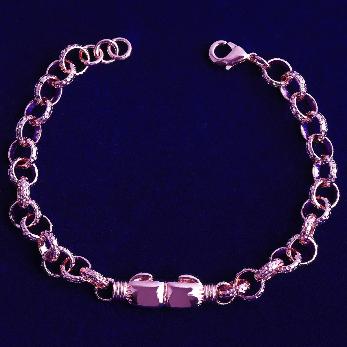 Get It On | Belcher Link Rose Gold 925 Silver 24k Boxing Gloves Bracelet