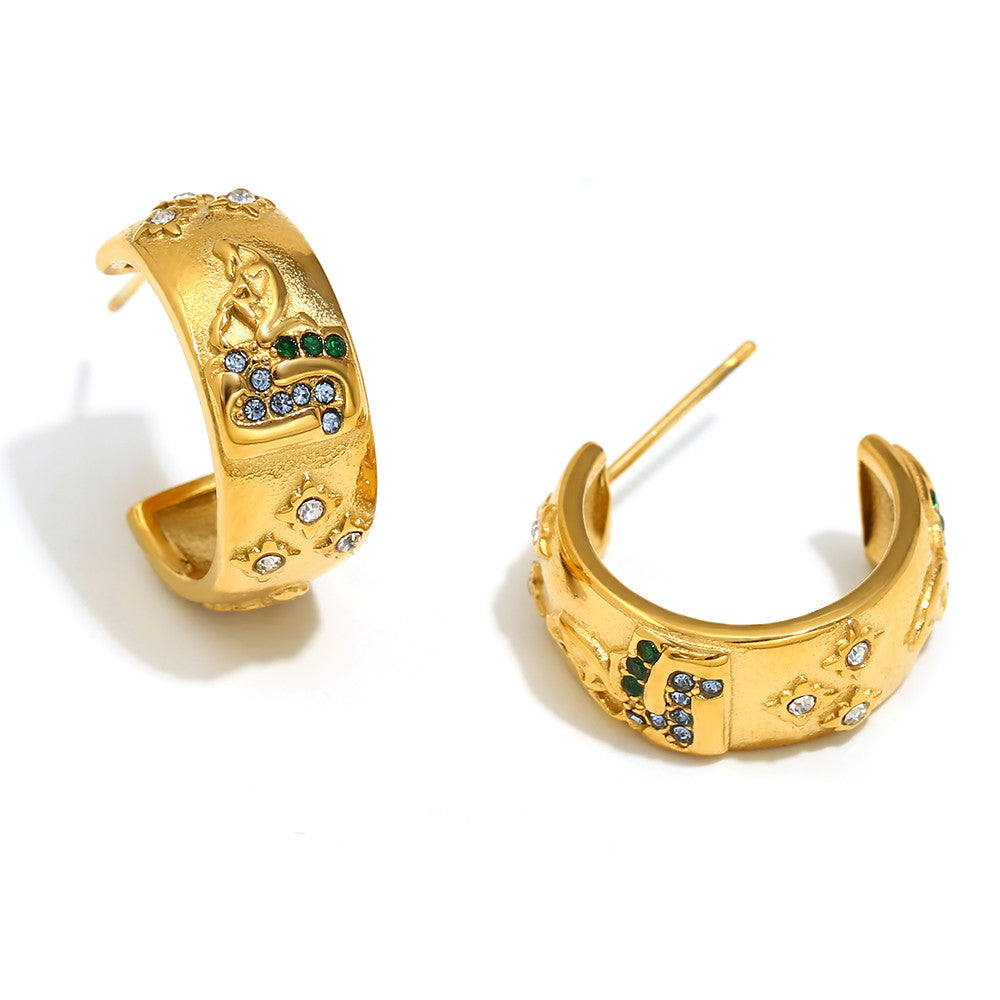 18k Gold Silver Stainless Steel Waterproof Lover World Tarot Cards Series Stud Earrings