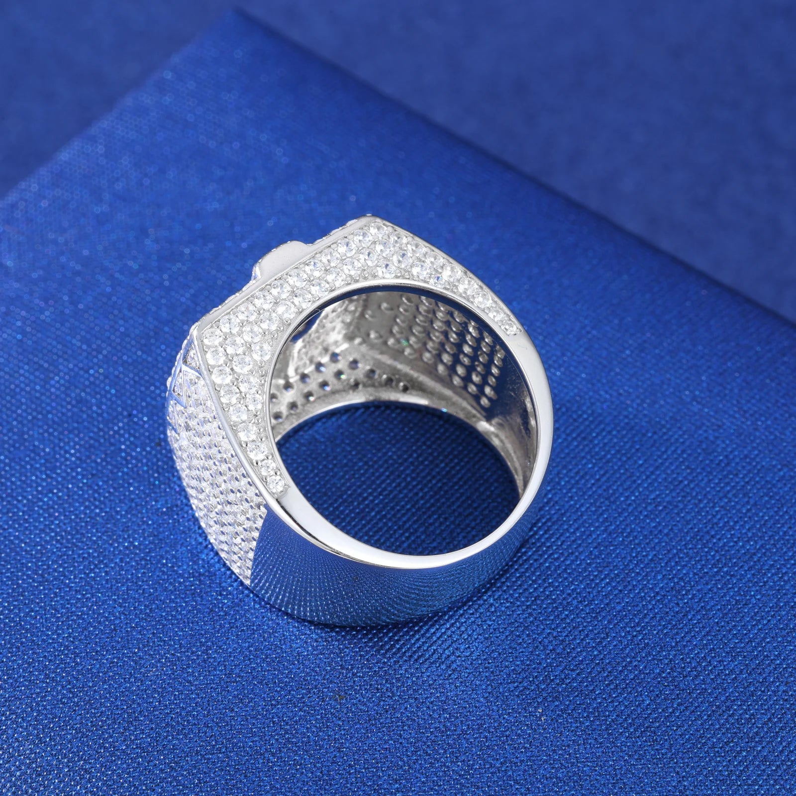 Ribbon Cross Ring | Moissanite Diamond Solid Silver Iced Blinged Out Cross Ring