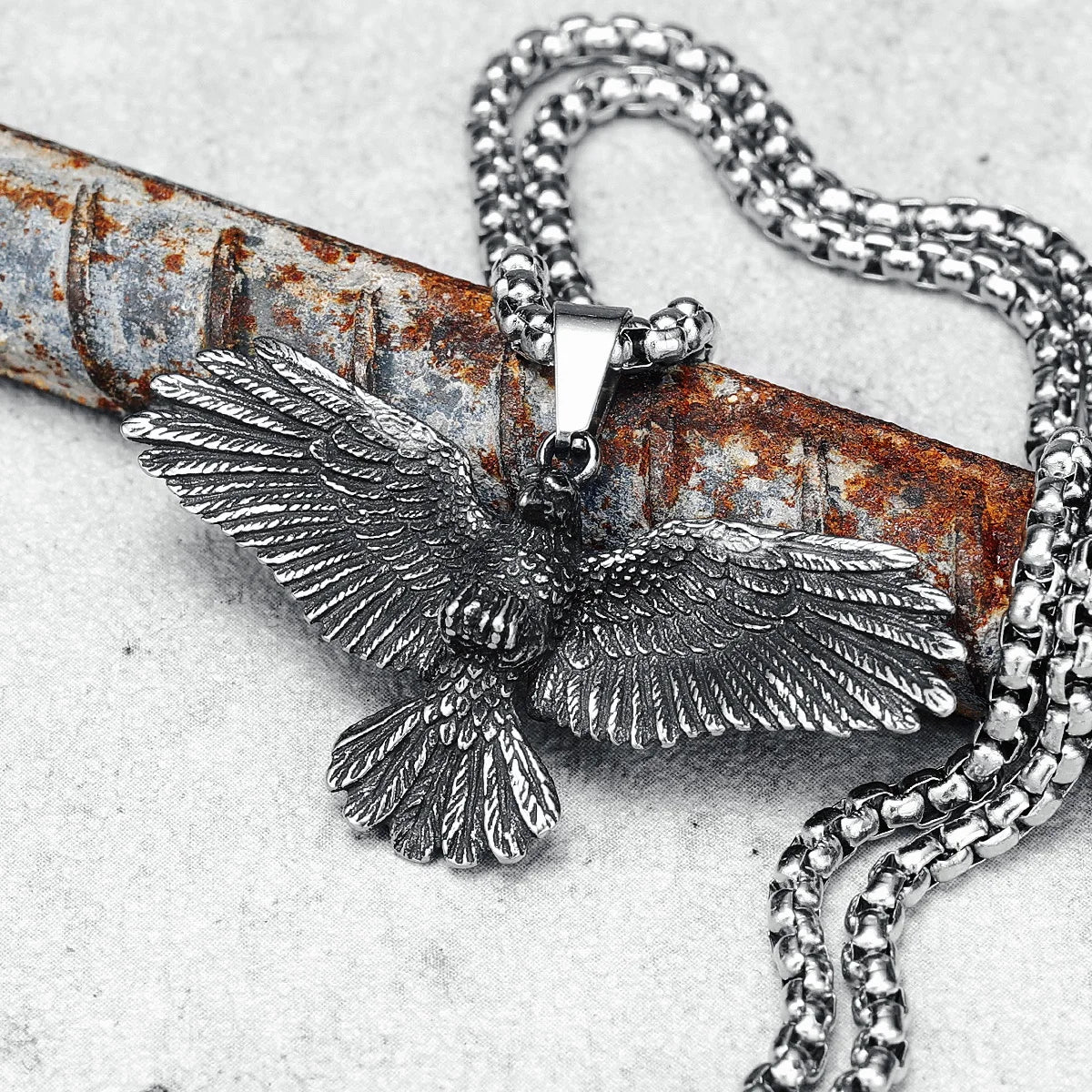 Time To Fly | Wings Spread Landing Eagle No Fade 316L Stainless Steel Street Wear Pendant