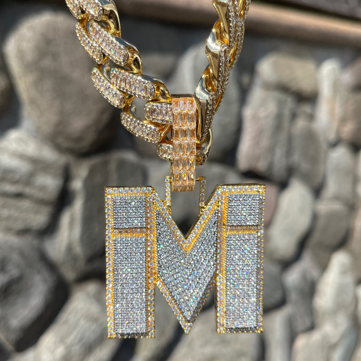 Bailed Ice | VVS Diamond CZ Prong Set Baguette Initial Letter Custom Hip Hop Pendant