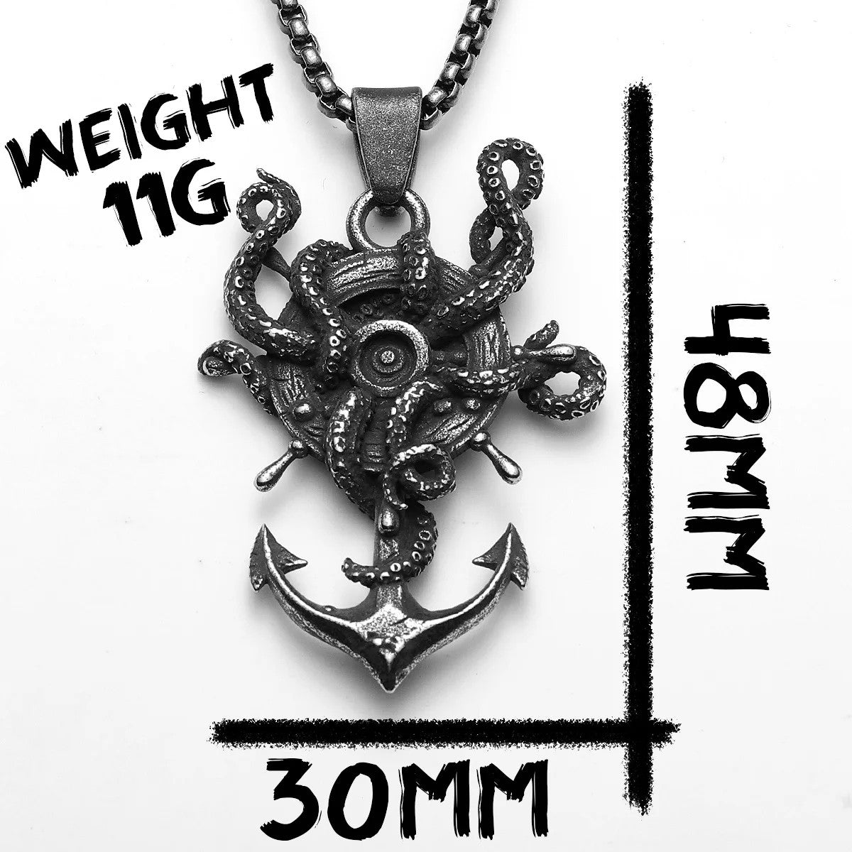 Octopus Anchor | 316L Stainless Steel Vintage Octopus Anchor No Fade Pendant Chain