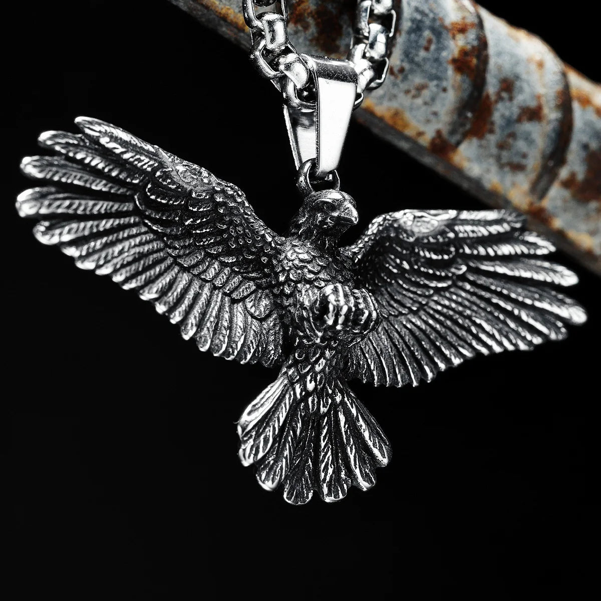 Time To Fly | Wings Spread Landing Eagle No Fade 316L Stainless Steel Street Wear Pendant