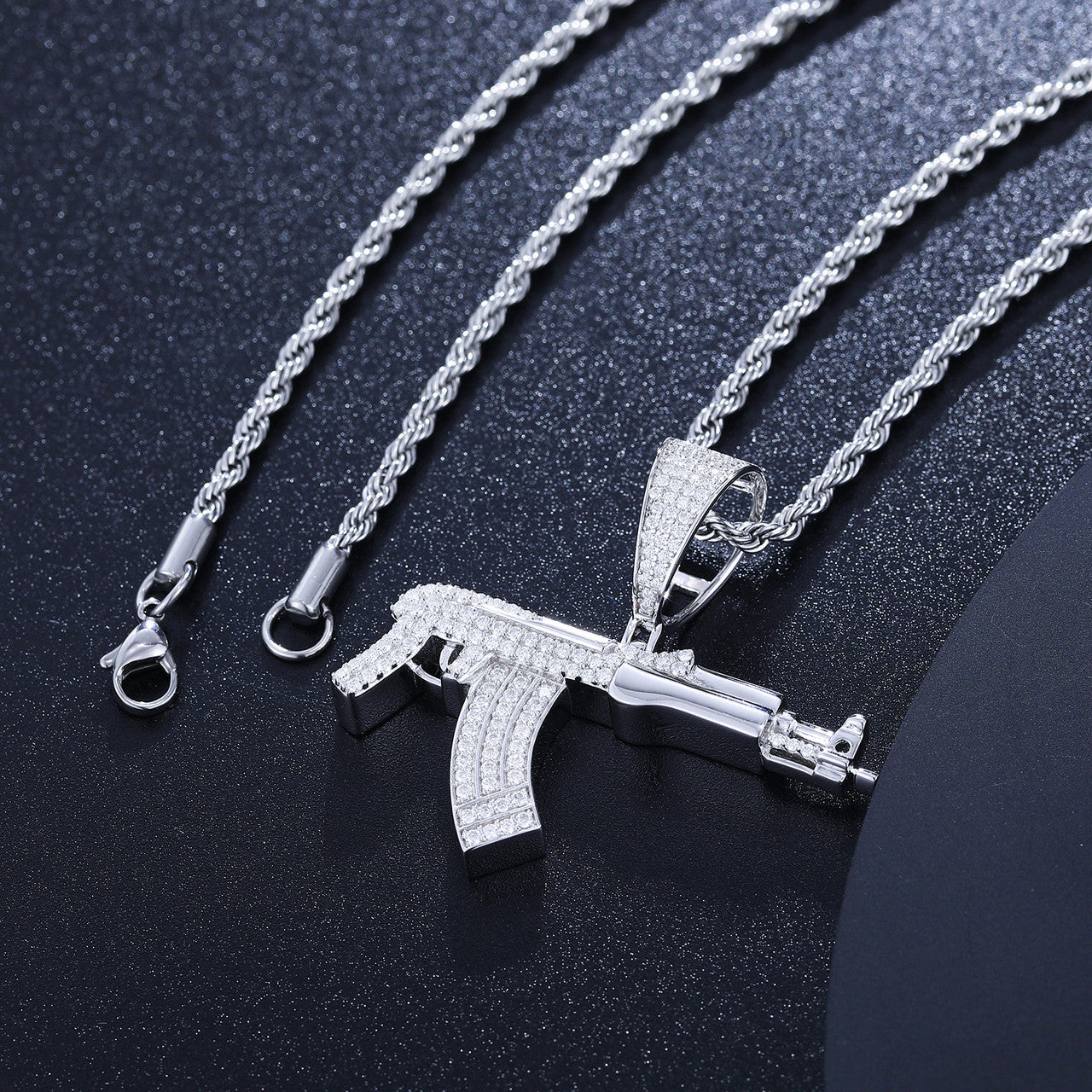 The Chopper | Mens Solid 925 Sterling Silver Submachine Gun Hip Hop Pendant