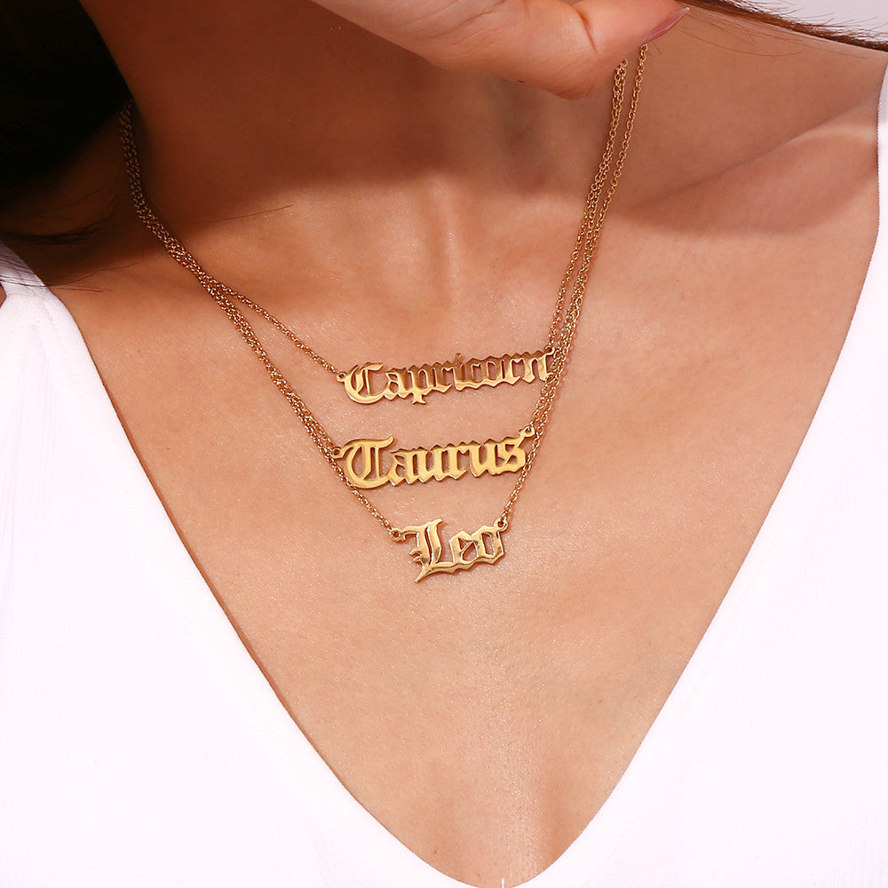 Silver 18k Gold Waterproof Tarnish Free 12 Star Zodiac Sign Pendant Necklaces