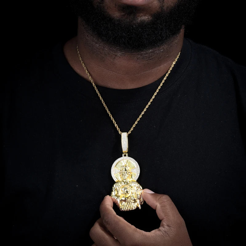 The Son | Moissanite Diamond Radiant Sun Jesus Head Solid 925 Silver Hip Hop Pendant