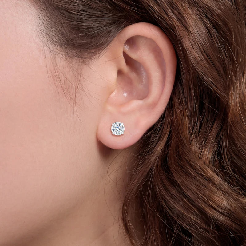 Daily VVS1 | Solid 925 Sterling Silver 0.1-2ct D Color VVS1 Moissanite Diamond Stud Earrings