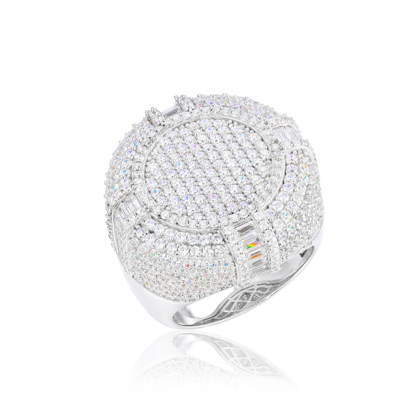 Boss Statement | Luxury Iced Blinged Out Moissanite Diamond Round Cluster Stone Ring