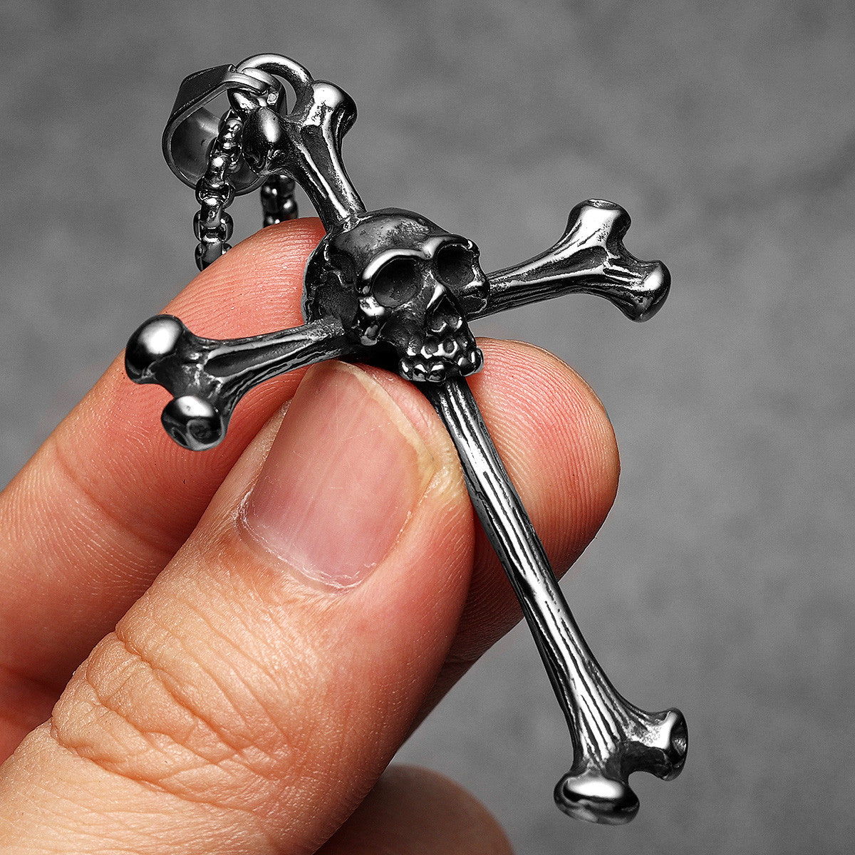 Skull and Bones | 316L Stainless Steel Symbolic Street Style Cross Pendant