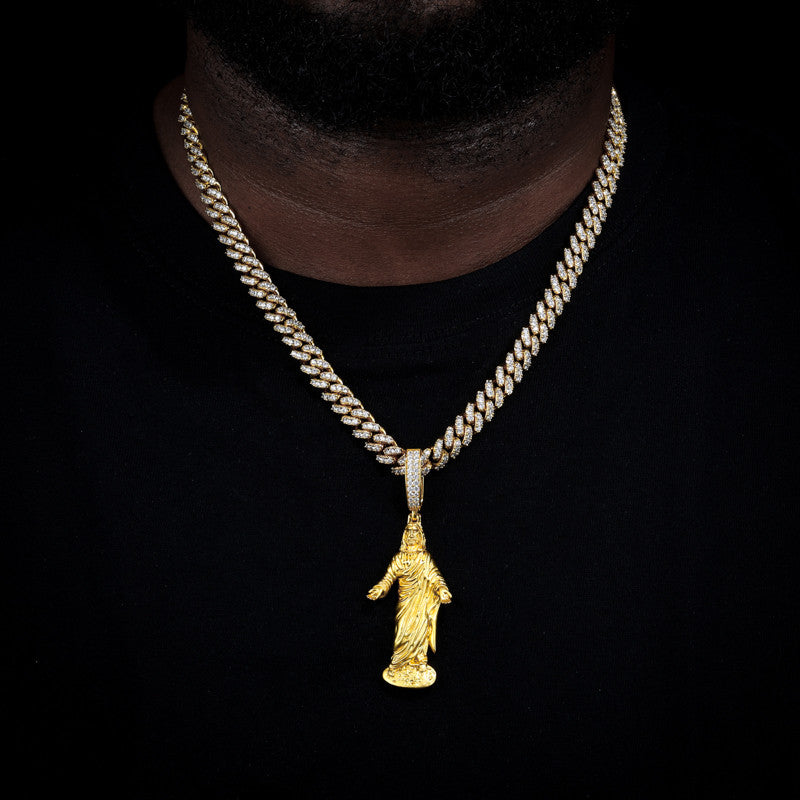 Thou Art Jesus | Hip Hop 18K Gold 925 Sterling Silver Moissanite Diamond Jesus Piece Pendant Chain