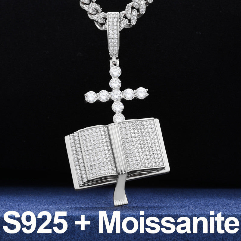 Divine Blessings  | S925 Solid Iced Blinged Out Moissanite Cross Bible Prayer Pendant