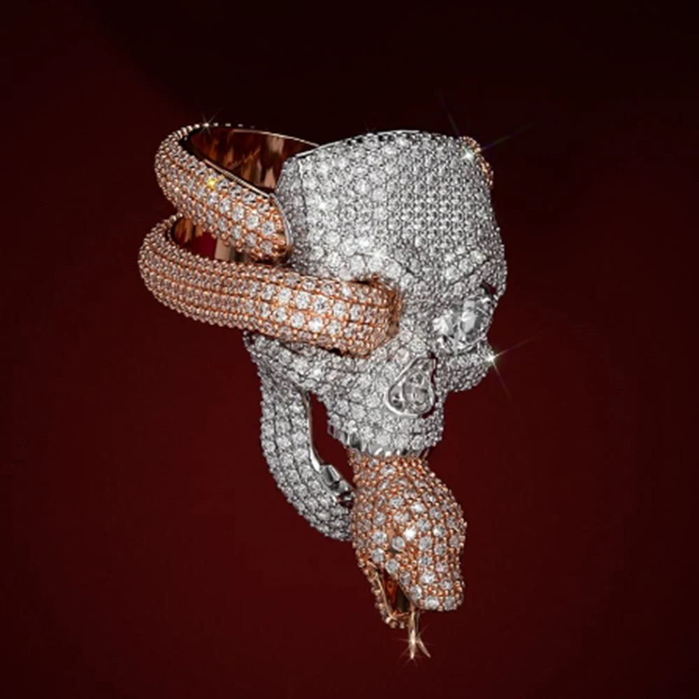 Snake Eye | Moissanite Diamond Customized Skull Snake Luxury 925 Silver Hip Hop Ring