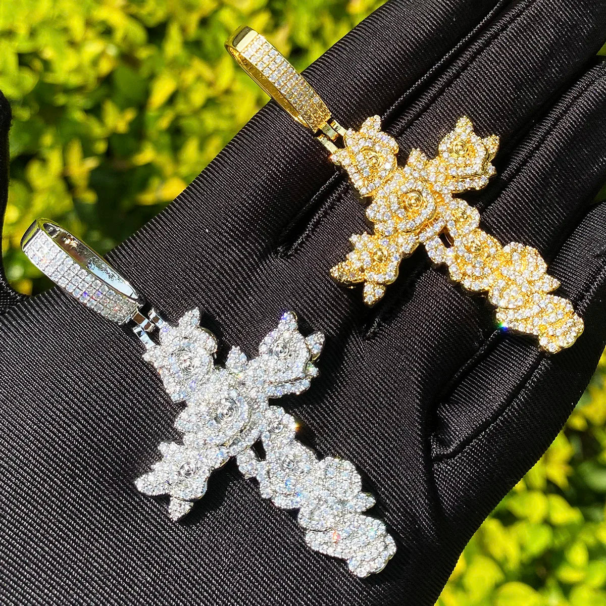 Rose Of Sharon | VVS Diamond CZ 5AA+ Iced Blinged Out Jesus Cross Pendant