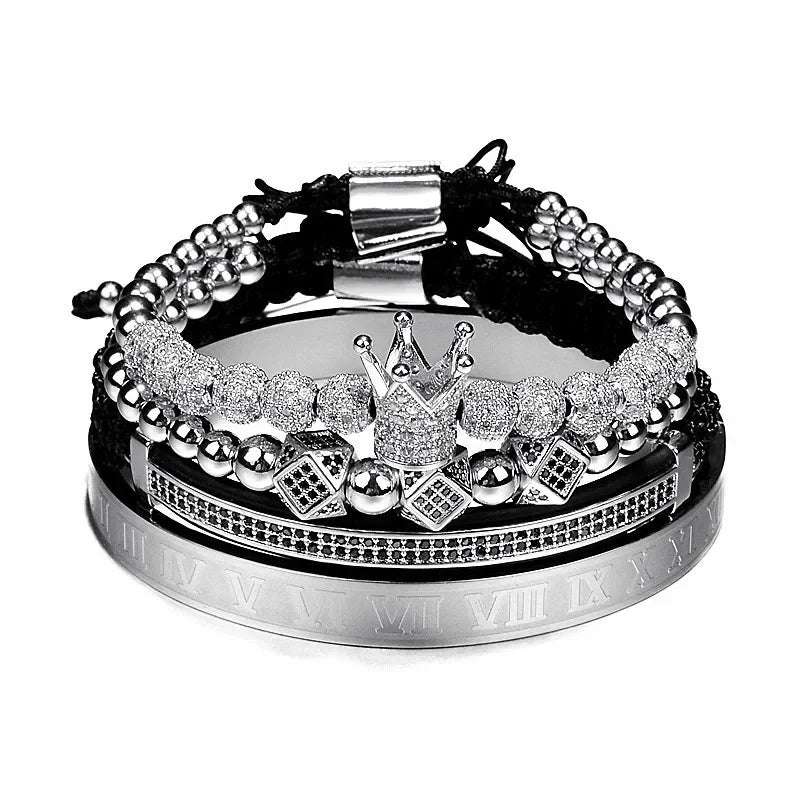 The Boss Life | VVS Diamond CZ Crown King 4 Piece Iced Blinged Out Bracelet Sets